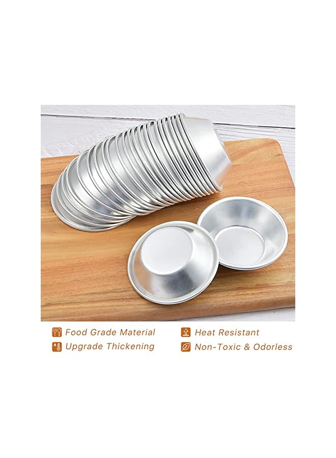 S-TOP 25 Pack Egg Tart Molds, Puto Molder Cookie Steamer Dessert Molds, Small Aluminum Nonstick Pans Pie Molds for Baking Pies Cupcakes Mini Cakes Puddings Jellies - Image 4