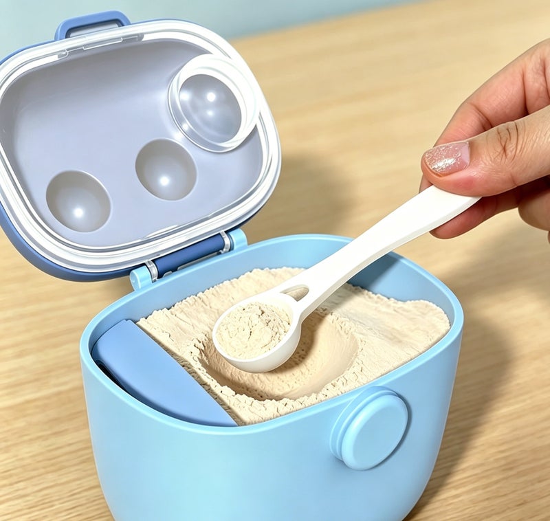 Baby Milk Powder Container with Spoon and Leveler, Blue，500ml - Image 2