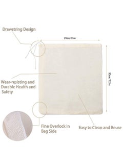 SYOSI Filter Bag, Cheesecloth Bags Reusable, 10 Pieces Cheese Cloths for Straining, Cotton Muslin Bags Unbleached for Herbs Tea Coffee Cooking Brewing Straining (8 x 12 Inch)  - Image 2