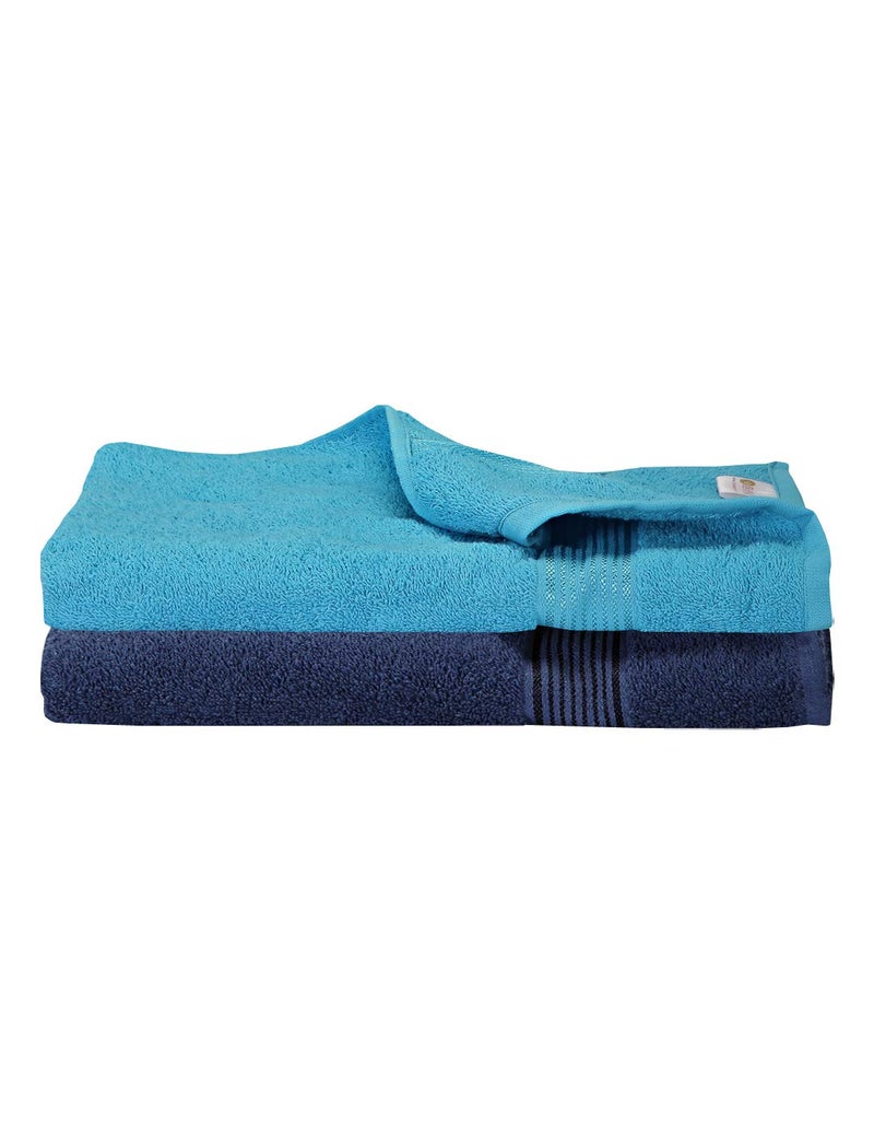 KOPA by Bianca 400 GSM 100% Cotton Soft Terry Towel l 2pc Bath Towel l Cotton Bath Towel l Bath Towel Cotton l D`Ross l Turq-Navy Blue - Image 1