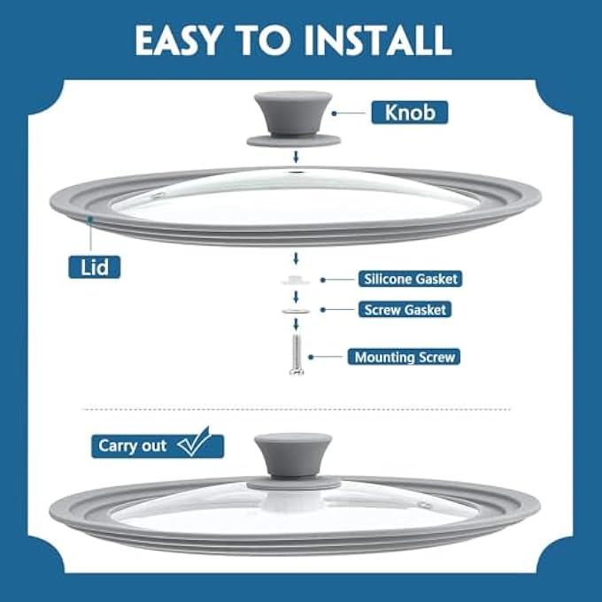 أكس سبرينج أغطية سيليكون مرنة من السيليكون لأدوات الطهي العالمية مع فتحة تهوية للبخار تناسب الأواني والمقالي مقاس 24 سم إلى 28 سم وغطاء أدوات المطبخ المقاوم للحرارة - Image 5