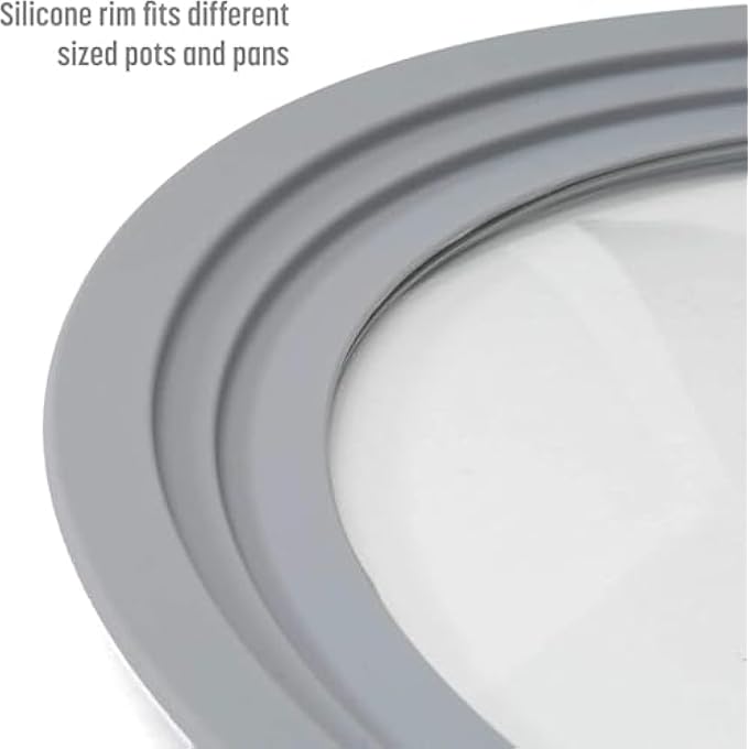 أكس سبرينج أغطية سيليكون مرنة من السيليكون لأدوات الطهي العالمية مع فتحة تهوية للبخار تناسب الأواني والمقالي مقاس 24 سم إلى 28 سم وغطاء أدوات المطبخ المقاوم للحرارة - Image 4
