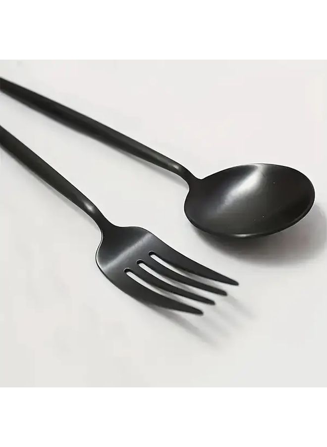 Mirror Polished Black Stainless Steel Flatware Set 12 Pieces Dishwasher Safe 410 Grade - Image 2