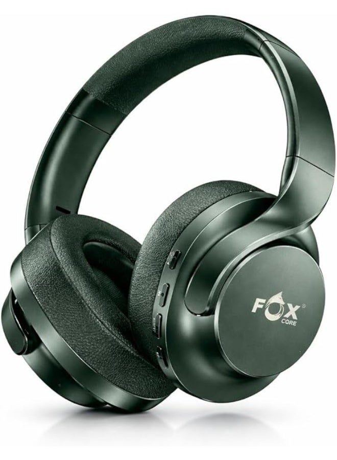 Fox Headphones with active noise cancellation, wireless over-ear headphones with microphone, 24-hour playtime, foldable Bluetooth headphones with Hi-Fi sound (Green) - Image 1