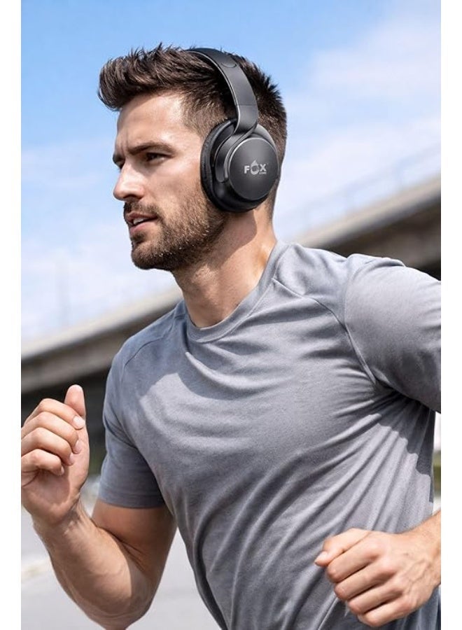Fox Headphones with active noise cancellation, wireless over-ear headphones with microphone, 24-hour playtime, foldable Bluetooth headphones with Hi-Fi sound (Green) - Image 4