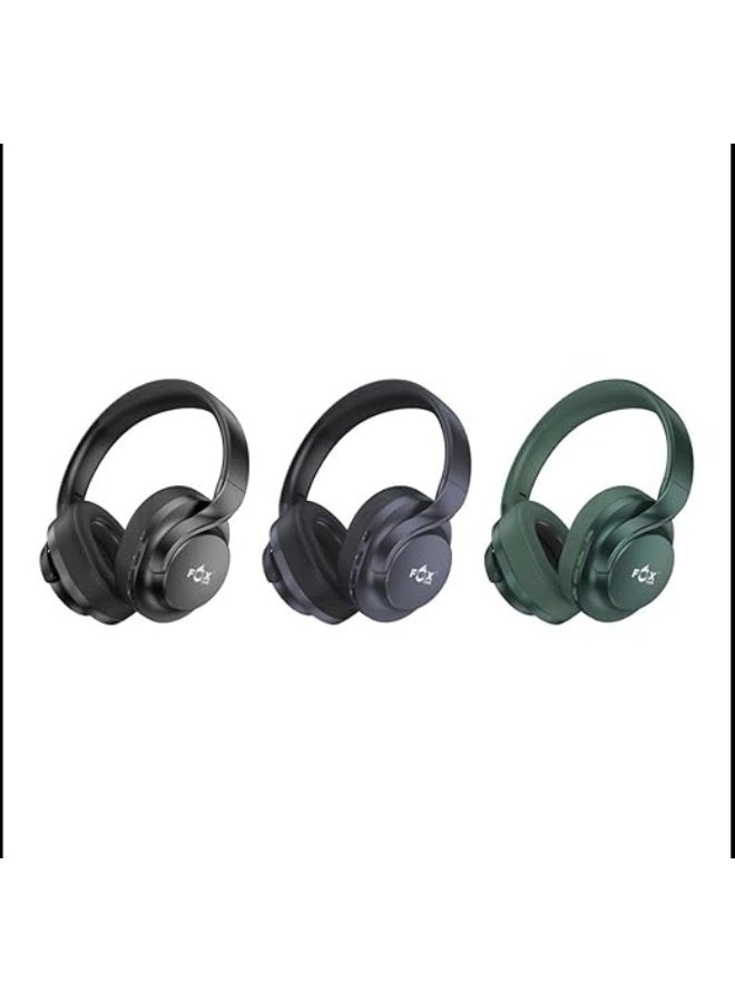 Fox Headphones with active noise cancellation, wireless over-ear headphones with microphone, 24-hour playtime, foldable Bluetooth headphones with Hi-Fi sound (Green) - Image 2