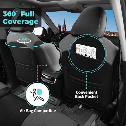 FEINEPRO 1:1 Custom Seat Covers for Toyota Highlander 2020-2025 2026 7 Seaters, Luxury Waterproof Full Set Seat Cover, Faux Leather Cars Interior Covers Protection-BlackGrey - Image 2