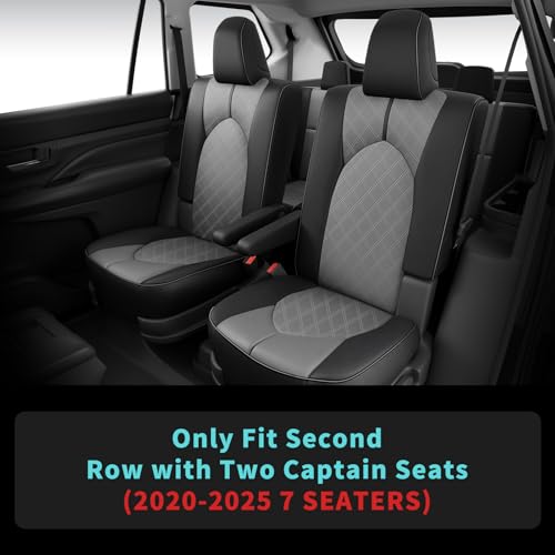FEINEPRO 1:1 Custom Seat Covers for Toyota Highlander 2020-2025 2026 7 Seaters, Luxury Waterproof Full Set Seat Cover, Faux Leather Cars Interior Covers Protection-BlackGrey - Image 3