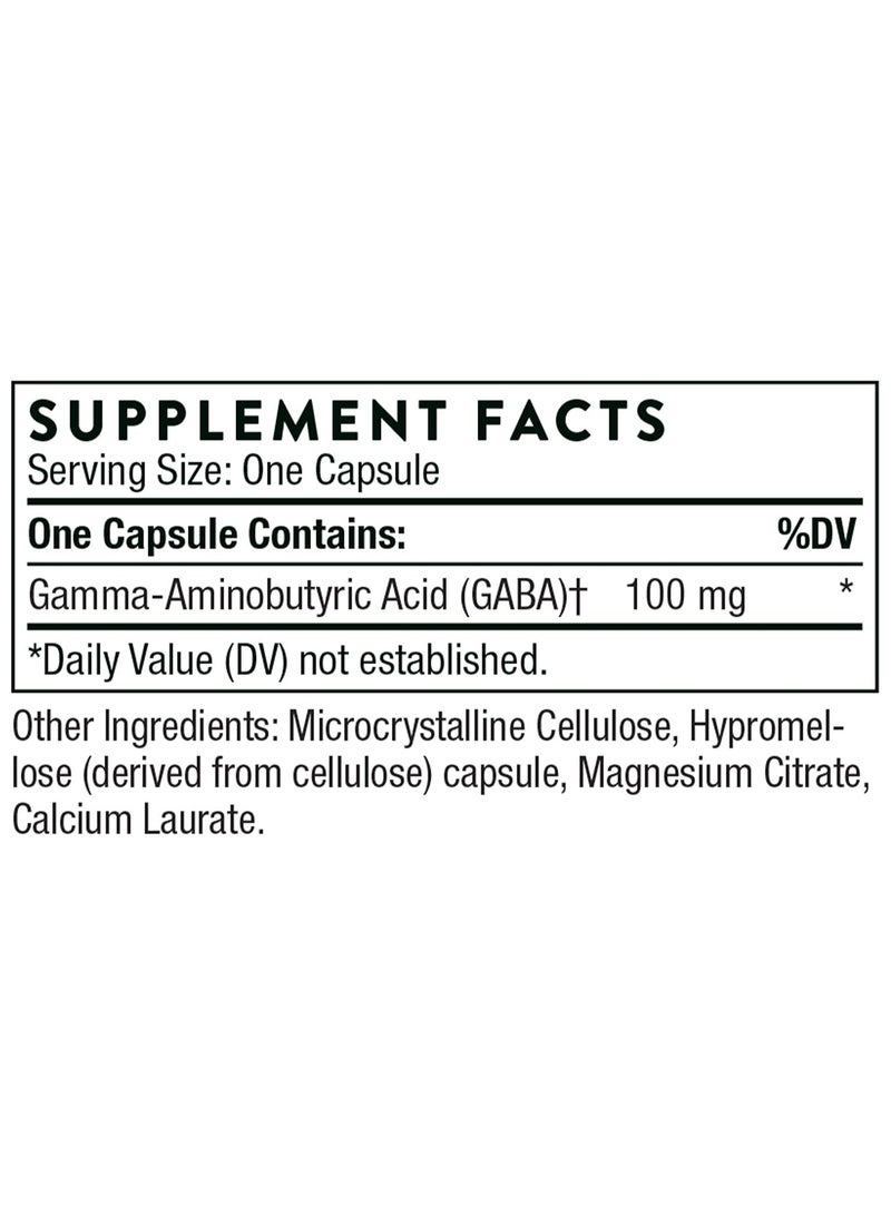 Thorne PharmaGABA-100 Dietary Supplement 60 Capsules - Image 2