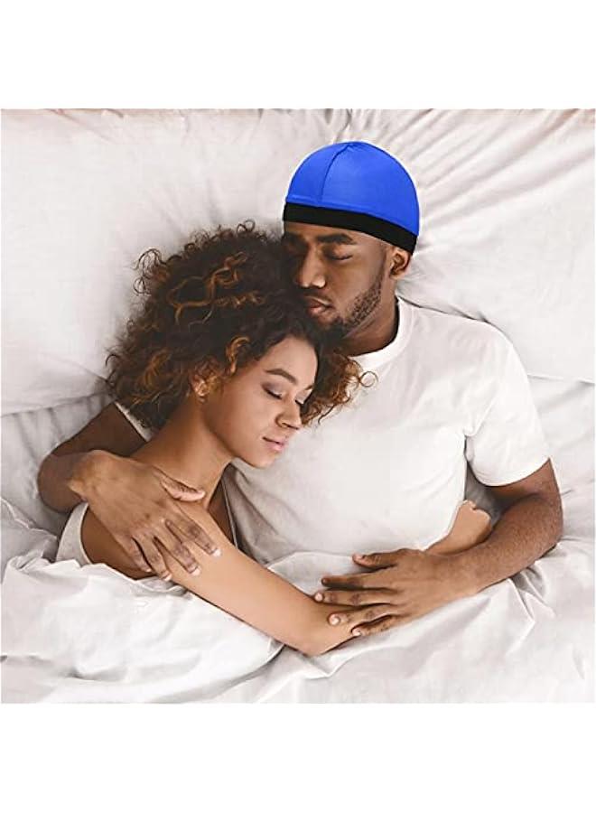 2Pcs Wave Cap Silky Stocking Wave Caps for men, Good Compression Over Durag(Blue+Black) - Image 2