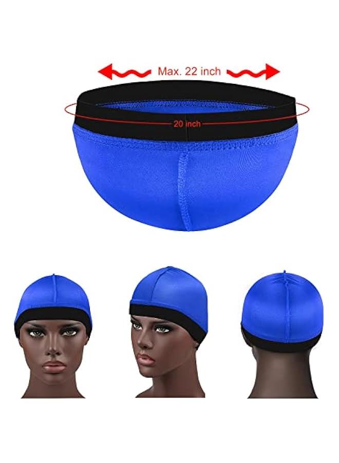 2Pcs Wave Cap Silky Stocking Wave Caps for men, Good Compression Over Durag(Blue+Black) - Image 3