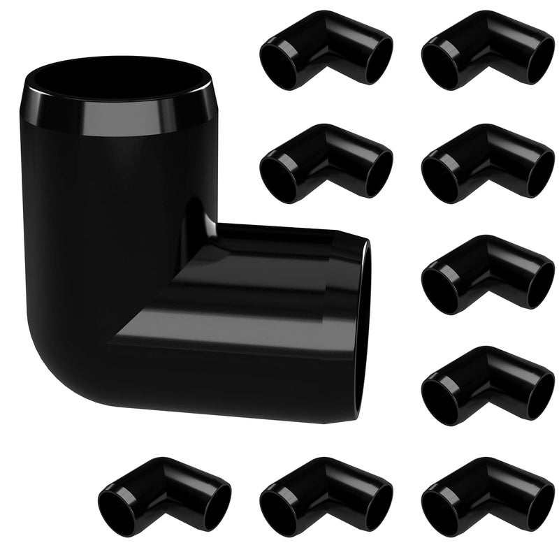 FORMUFIT 1/2" 90 Degree Elbow Furniture Grade PVC Fitting in Black, Made in USA, UV-Resistant, Impact-Proof, 0.840” Actual Socket Diameter (Pack of 10) - F012TEE-BK-10 - Image 1