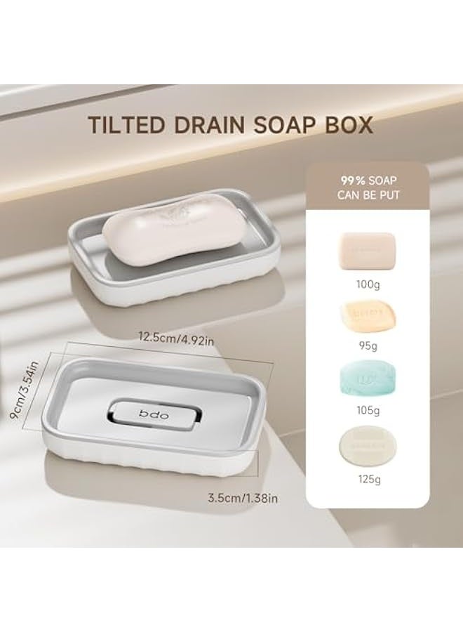 نيبمينينت حامل صابون كبير، علبة صابون مع فتحات تصريف، حامل صابون بلاستيكي، حاوية بار صابون، موفر صابون للاستحمام، الحمام، المطبخ - بدون غطاء - أبيض - Image 2