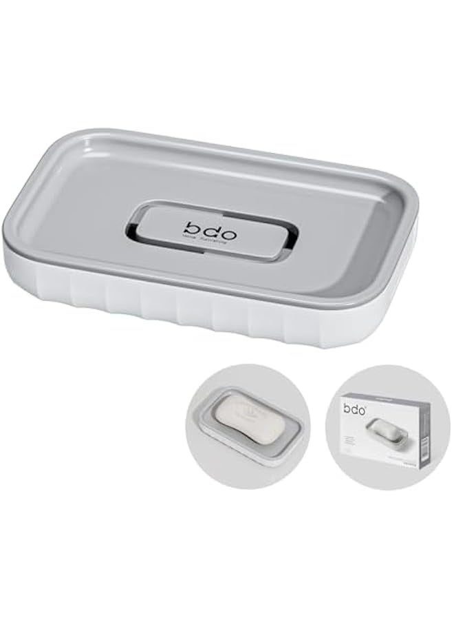 نيبمينينت حامل صابون كبير، علبة صابون مع فتحات تصريف، حامل صابون بلاستيكي، حاوية بار صابون، موفر صابون للاستحمام، الحمام، المطبخ - بدون غطاء - أبيض - Image 1