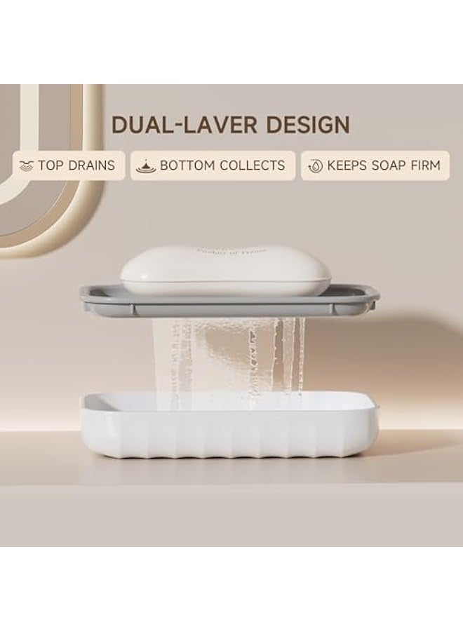 نيبمينينت حامل صابون كبير، علبة صابون مع فتحات تصريف، حامل صابون بلاستيكي، حاوية بار صابون، موفر صابون للاستحمام، الحمام، المطبخ - بدون غطاء - أبيض - Image 3
