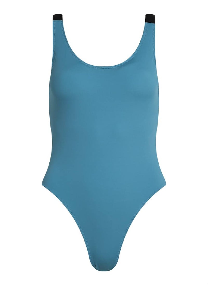 CALVIN KLEIN Women's Scoop Back Swimming Suit  - Nylon, Blue  - Image 2