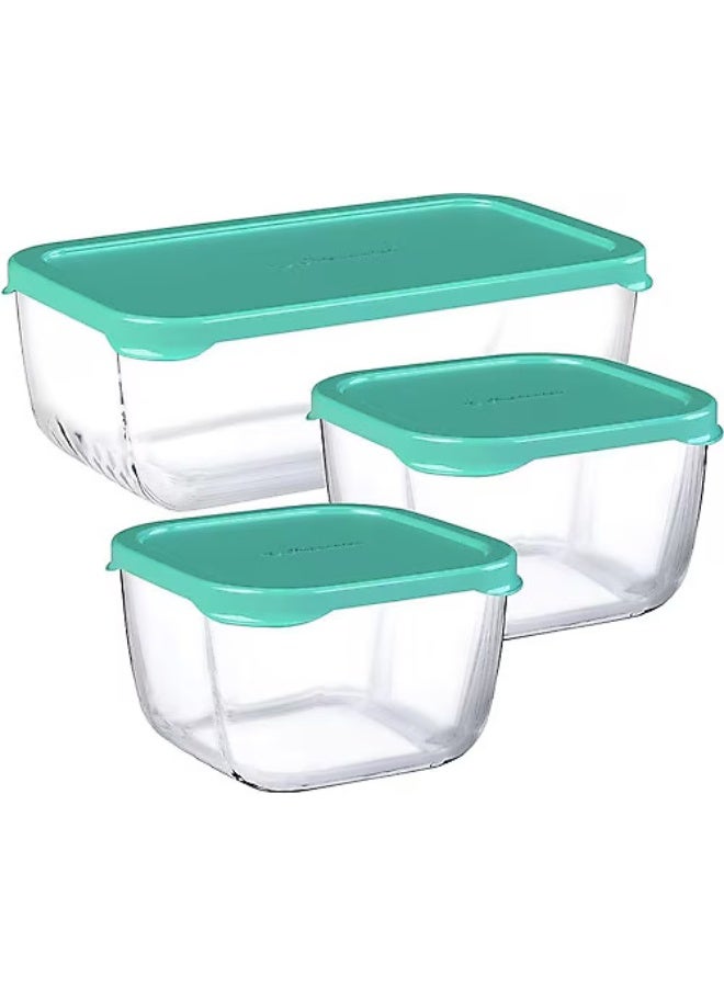 Paşabahçe Pasabahce Snowbox Set 1200cc + 2×275cc – 3-Piece Airtight Food Set GR - Image 1
