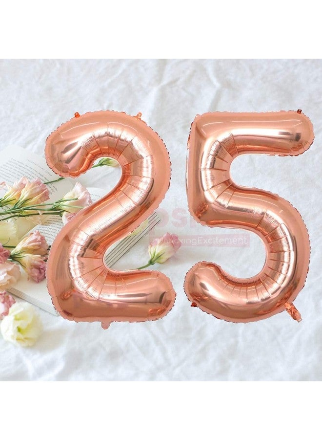 Propsicle 16 inch Birthday Foil 25 Number Helium Balloon Party Decoration Rose Gold Pack of 2 | 25 Year No. Balloons Birthday/Anniversary | Twenty Five Number - Image 3