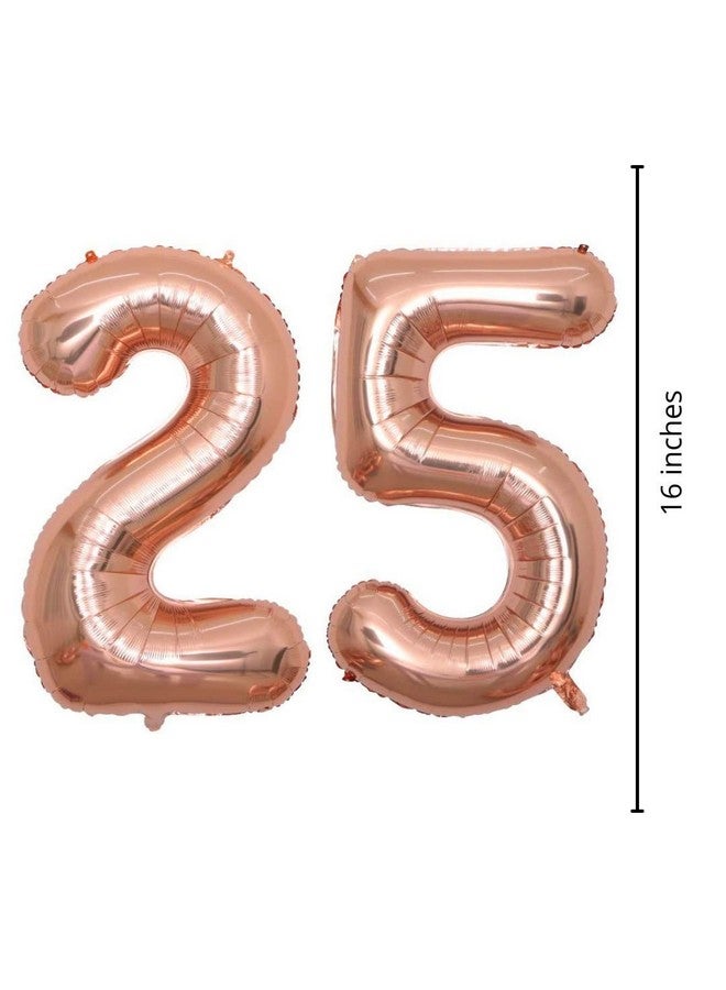 Propsicle 16 inch Birthday Foil 25 Number Helium Balloon Party Decoration Rose Gold Pack of 2 | 25 Year No. Balloons Birthday/Anniversary | Twenty Five Number - Image 2