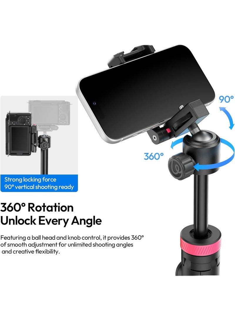 يولانزي حامل ثلاثي القوائم للهاتف قابل للتمديد من يولانزي طراز MT-44 B الجديد، حامل رباعي الأرجل، عصا سيلفي بطول 59 بوصة، حامل فيديو مع مشبك هاتف 2 في 1، أسود - Image 5