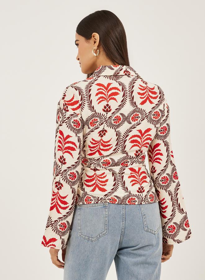 ستايلي بلوزة ستايلي بطبعة زهور بقصة التفاف عادية - Image 5