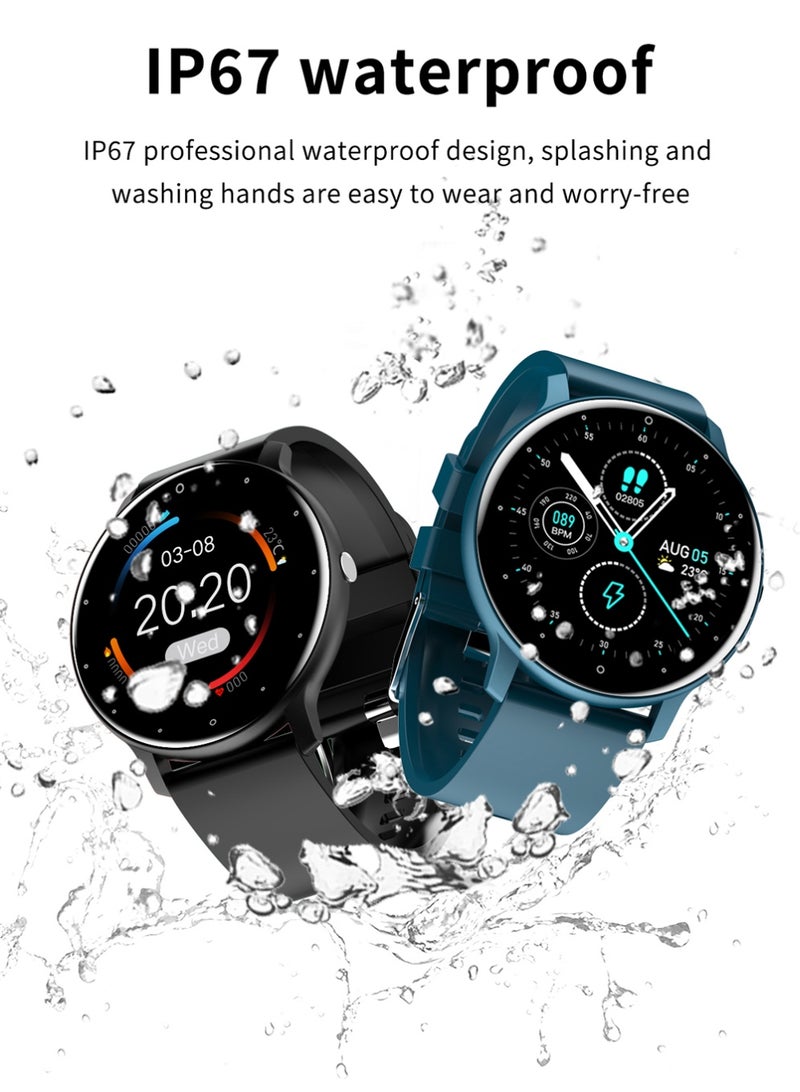 RollsTimi  Smart Watch For Men And Women IP67 Waterproof Sports Watch Fitness Tracker And Heart Rate Sleep Monitor 1.28" Full Touch Screen Android IOS, RT-ZL02Pro Blue - Image 2