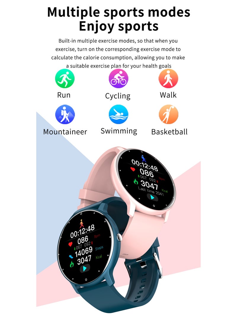 RollsTimi  Smart Watch For Men And Women IP67 Waterproof Sports Watch Fitness Tracker And Heart Rate Sleep Monitor 1.28" Full Touch Screen Android IOS, RT-ZL02Pro Blue - Image 5