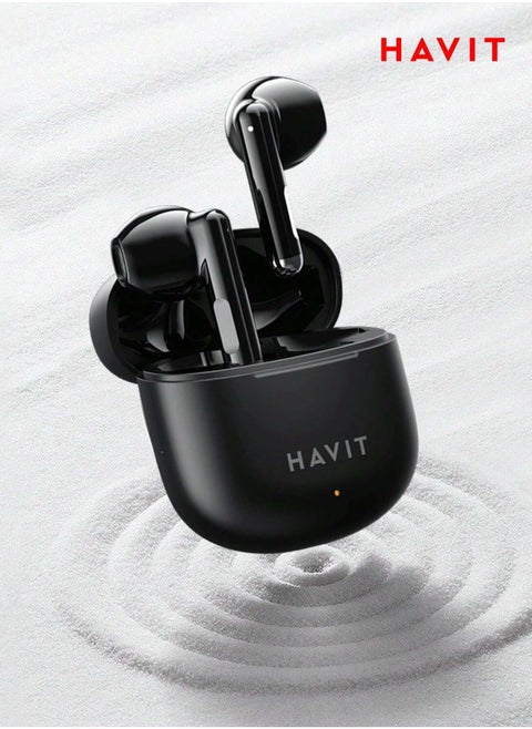 True Wireless Earbuds with Stereo Sound, TWS Bluetooth 5.3, Smart Touch Control, 13mm Dynamic Drivers, Lightweight & Comfortable Fit, Type-C Fast Charging, Noise Reduction Mic, Compatible with iOS, Android, Laptops, for Music, Calls, Gaming – High-Quality Audio Performance (Black)