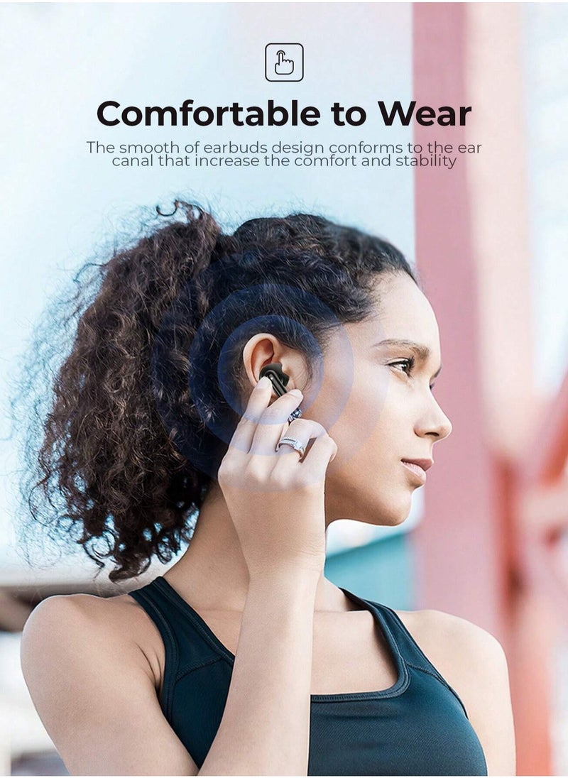 havit - True Wireless Earbuds with Stereo Sound, TWS Smart Touch Control, 25 Hours Playtime (Including Charging Case), Lightweight & Comfortable Design, Type-C Charging Port, Compatible with iOS, Android, PC, for Music, Calls, and Gaming - High-Quality Bluetooth Earbuds (Black) - Image 1