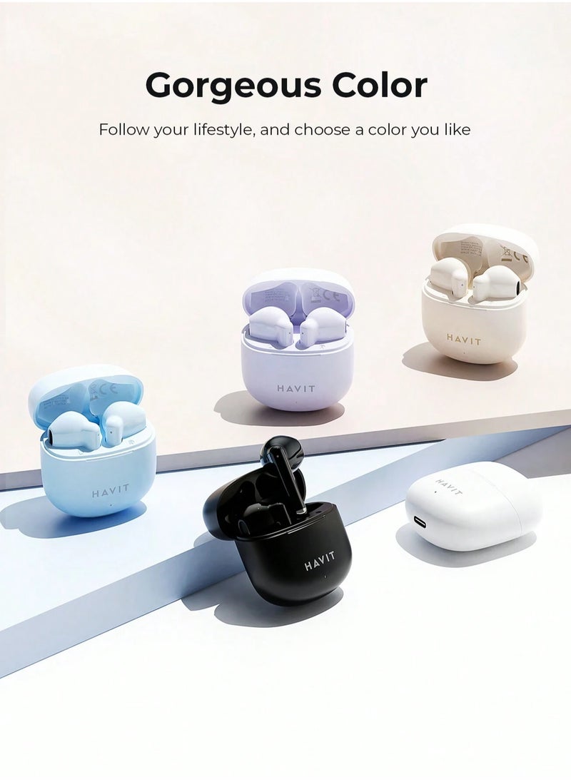 havit - True Wireless Earbuds with Stereo Sound, TWS Smart Touch Control, 25 Hours Playtime (Including Charging Case), Lightweight & Comfortable Design, Type-C Charging Port, Compatible with iOS, Android, PC, for Music, Calls, and Gaming - High-Quality Bluetooth Earbuds (Black) - Image 1