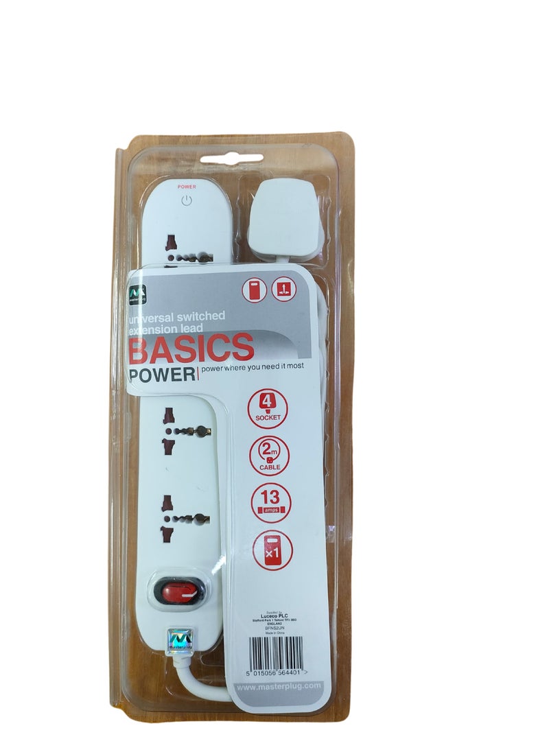 MASTERPLUG Masterplug 4xUniversal Extension Lead 2m Wire With Plug  - Image 4