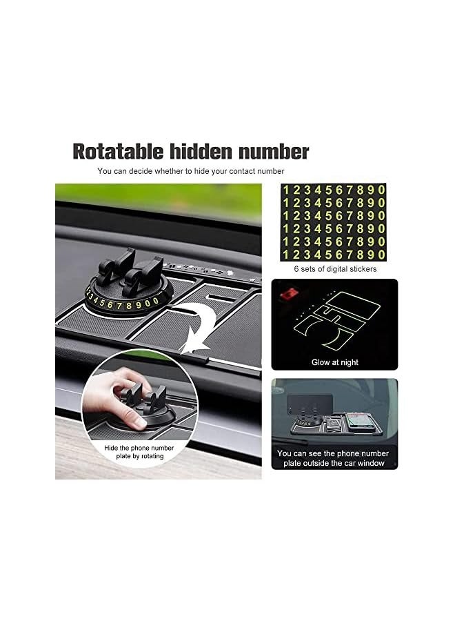 erorex Non-Slip Phone Pad for 4-in-1 Car Non Slip Phone Pad for Car, Universal 360°Rotation Dash Holder Multifunctional Car Dashboard Organizer Tray Anti Slip Mat Sticky Pad (Black) - Image 5