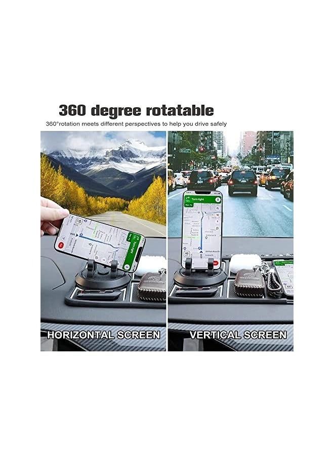 erorex Non-Slip Phone Pad for 4-in-1 Car Non Slip Phone Pad for Car, Universal 360°Rotation Dash Holder Multifunctional Car Dashboard Organizer Tray Anti Slip Mat Sticky Pad (Black) - Image 4