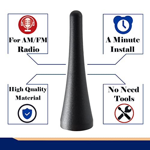 Anina Antenna Mast Replacement 3.8 Inch for 2010-2014 Ford Mustang, 2013-2023 Ford Transit, 2013-2019 Lincoln MKZ AM/FM Radio Stubby Aerial Short Antenna Mast Black Aluminum Car Wash Proof - Image 3