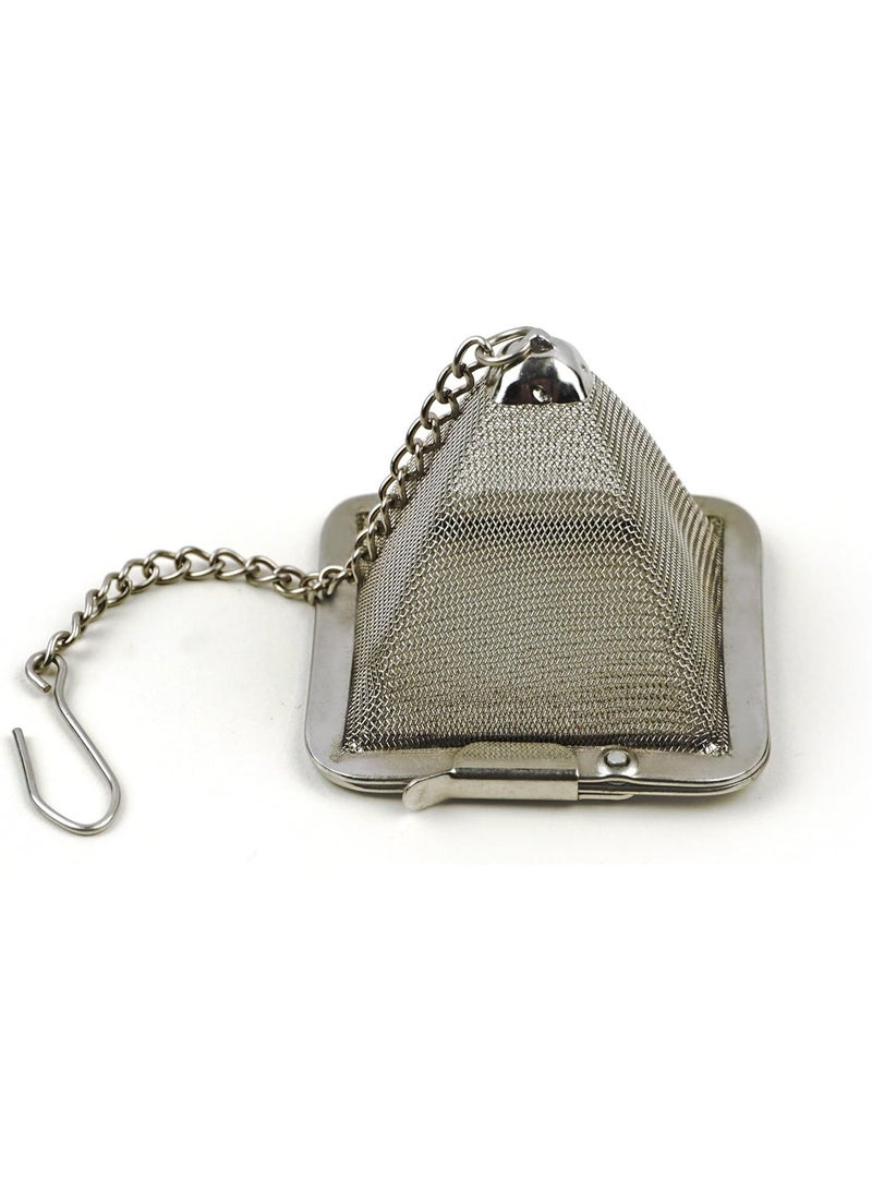 SYOSI Loose Leaf Tea Infuser Ball, Pyramid Mesh Tea Strainer with Chain Hook, Reusable Stainless Steel Tea Filter for Cup, Mug, or Pot Brewing – Dishwasher Safe, 1.75 Inch (Silver) - Image 4