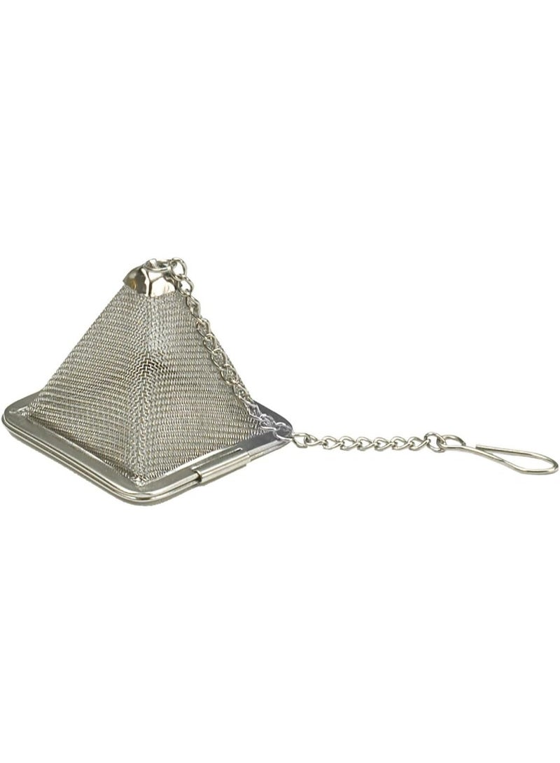 SYOSI Loose Leaf Tea Infuser Ball, Pyramid Mesh Tea Strainer with Chain Hook, Reusable Stainless Steel Tea Filter for Cup, Mug, or Pot Brewing – Dishwasher Safe, 1.75 Inch (Silver) - Image 1
