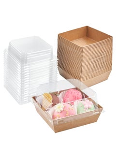 50 Pack Brown Oil-Proof Kraft Paper Charcuterie Square Boxes