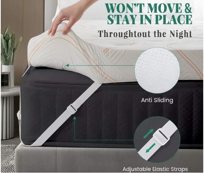 Rexal Home 5 cm Gel-Infused Memory Foam Mattress Topper 180x200 cm – King Size Cooling Bed Topper with Removable Washable Cover, Soft Pressure Relief & Support - Image 5