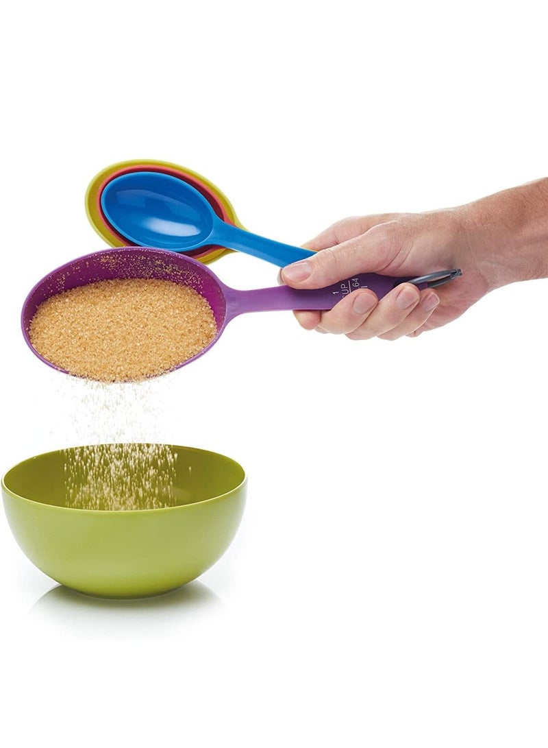 KitchenCraft Colourworks Brights Four Piece Measuring Cup Set, Tagged  - Image 3