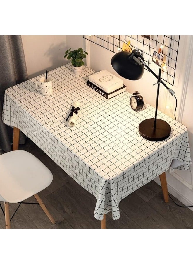 Waterproof PVC Tablecloth, Elegant Dustproof Rectangular Tablecloth (137 x 183cm) White - Image 3