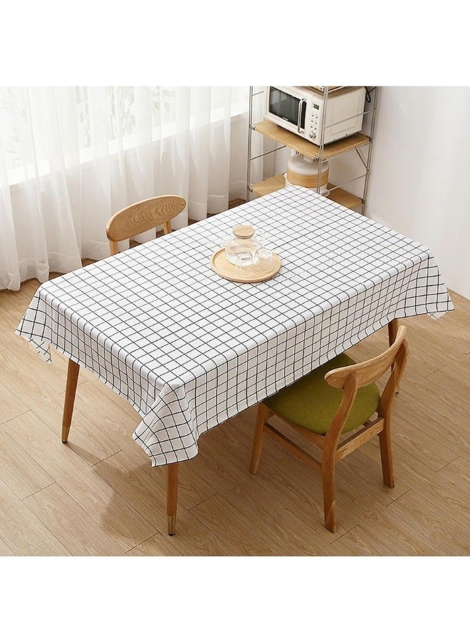 Waterproof PVC Tablecloth, Elegant Dustproof Rectangular Tablecloth (137 x 183cm) White - Image 2