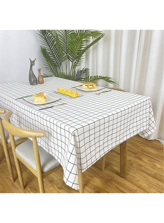 Waterproof PVC Tablecloth, Elegant Dustproof Rectangular Tablecloth (137 x 183cm) White - Image 5