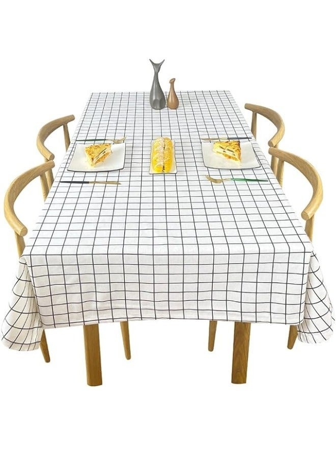 Waterproof PVC Tablecloth, Elegant Dustproof Rectangular Tablecloth (137 x 183cm) White - Image 4