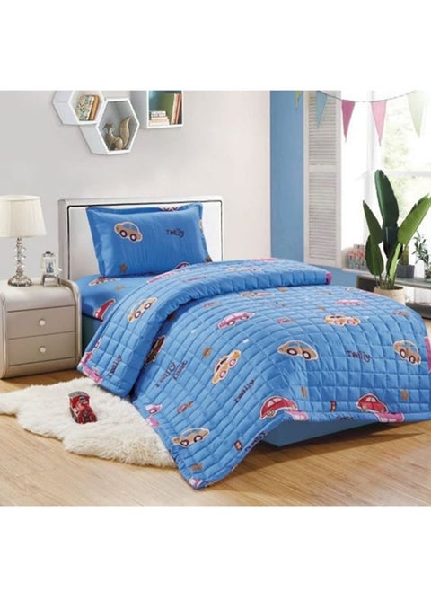 Compressed bed comforter set consisting of 3 pieces childrens drawings