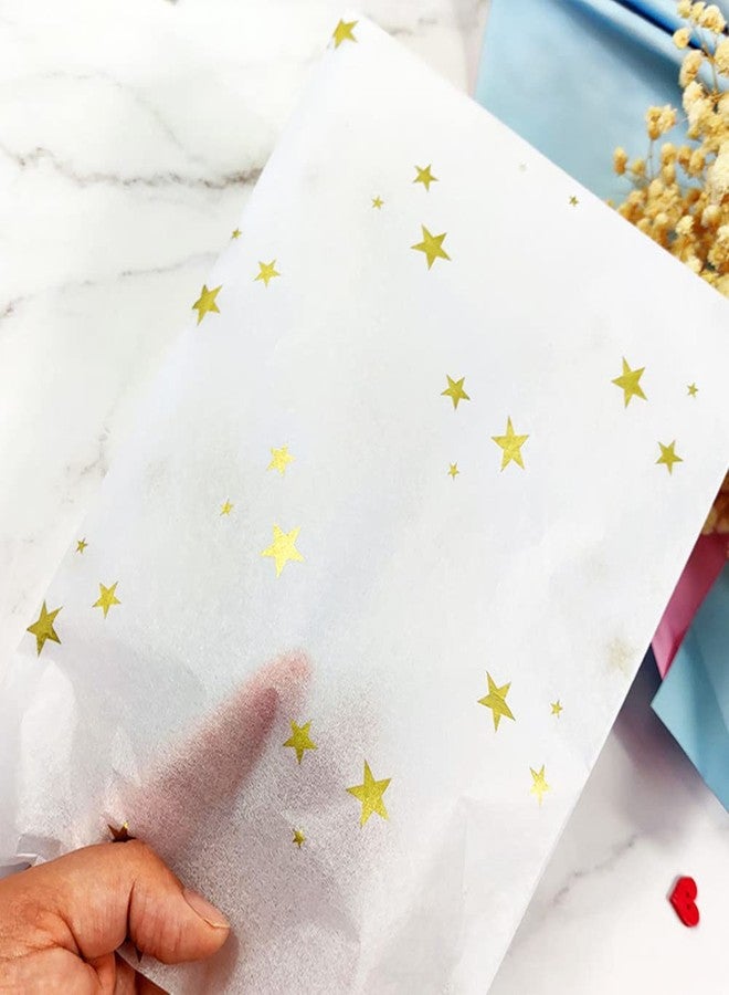 MORANTI Gold Star Bulk Tissue Paper Gift Wrap 25 Sheets 19.7" x 27.5" for Birthday Wedding Gift Bags DIY Art Craft Wrapping Gift Tissue Paper (White Gold - Image 1