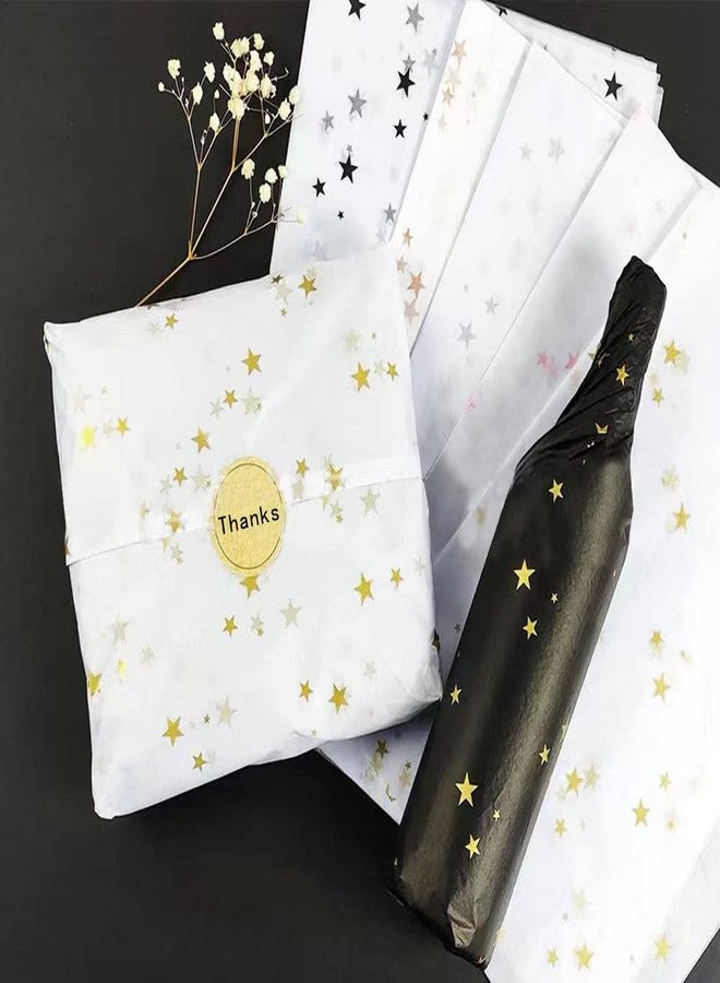 MORANTI Gold Star Bulk Tissue Paper Gift Wrap 25 Sheets 19.7" x 27.5" for Birthday Wedding Gift Bags DIY Art Craft Wrapping Gift Tissue Paper (White Gold - Image 2