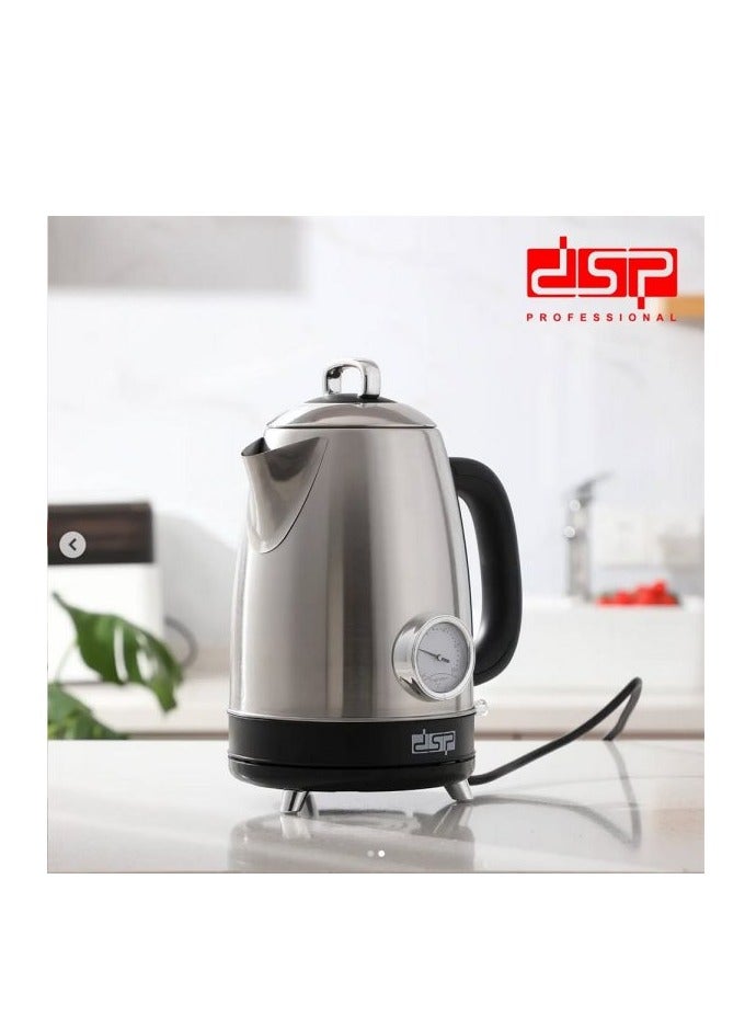 DSP 1.7L Cordless Electric Kettle with Temperature Guage Stainless Steel, KK1278 - Image 3
