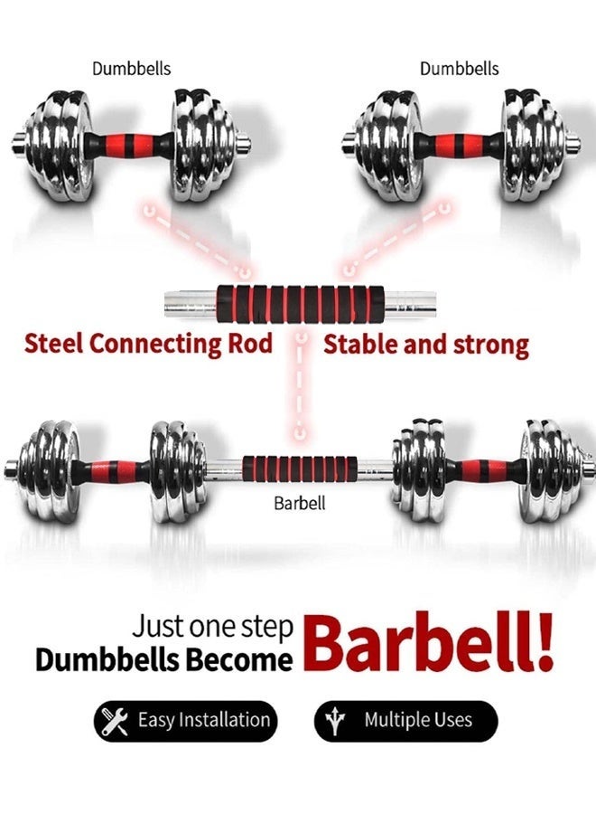 YORK Adjustable Chrome Dumbbell Weight Set with Bar Link for Weightlifting Exercises with Carrying Bag 30kg - Image 3