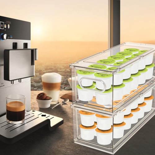 MANO Fridge Drawer Pull Out Stackable Bins with Handle Clear Refrigerator Drawers Organizer Food Storage Container Box Plastic Produce Saver for Pantry, Cabinet, Kitchen, Clothes（4Pack） - Image 3