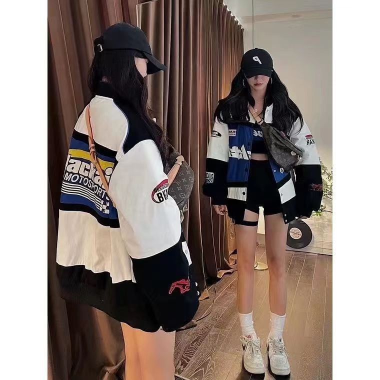 Men'S And Women'S American-Style Retro Racing Baseball Suit Ins Tide Brand Fried Arcade Car Suit Couple'S Jacket Top Coat - Image 3